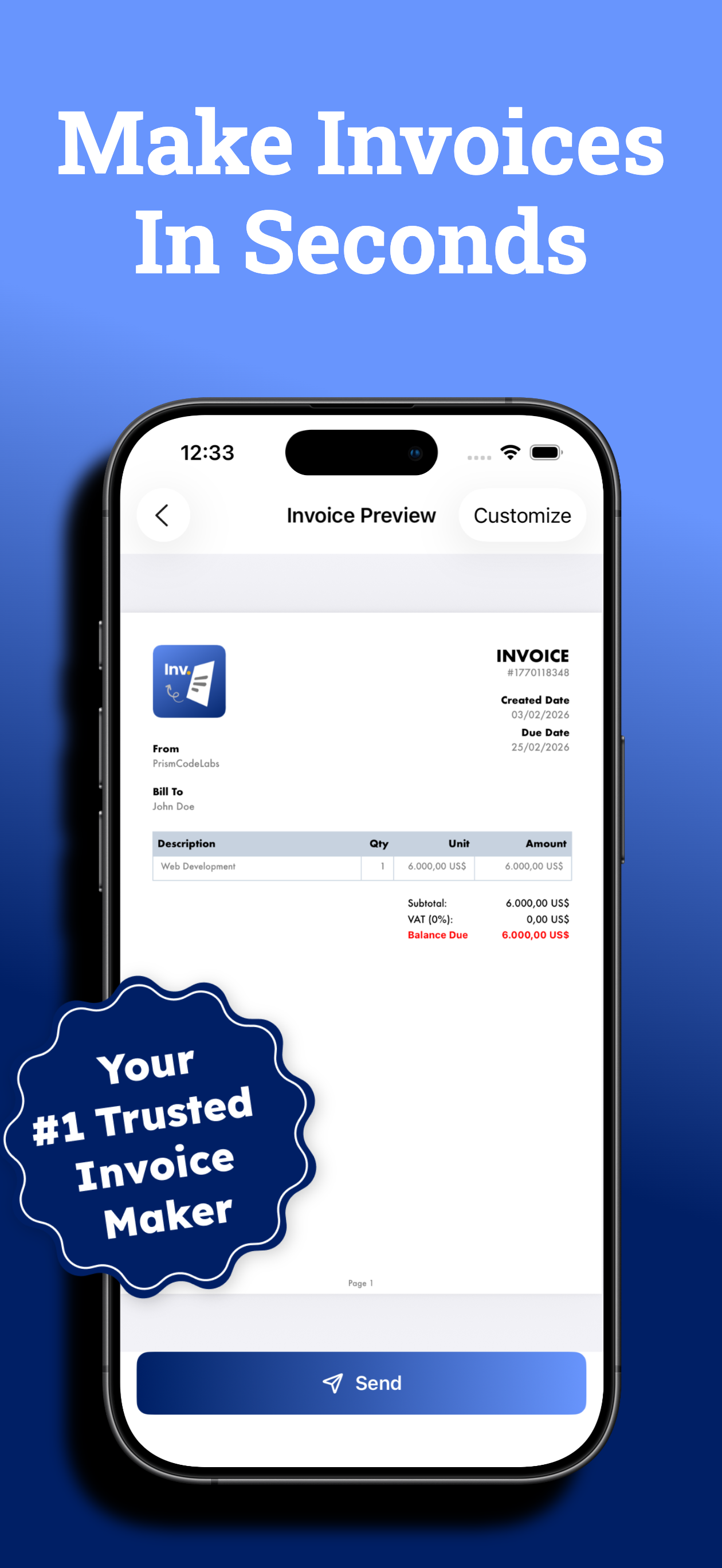 Just Invoice preview