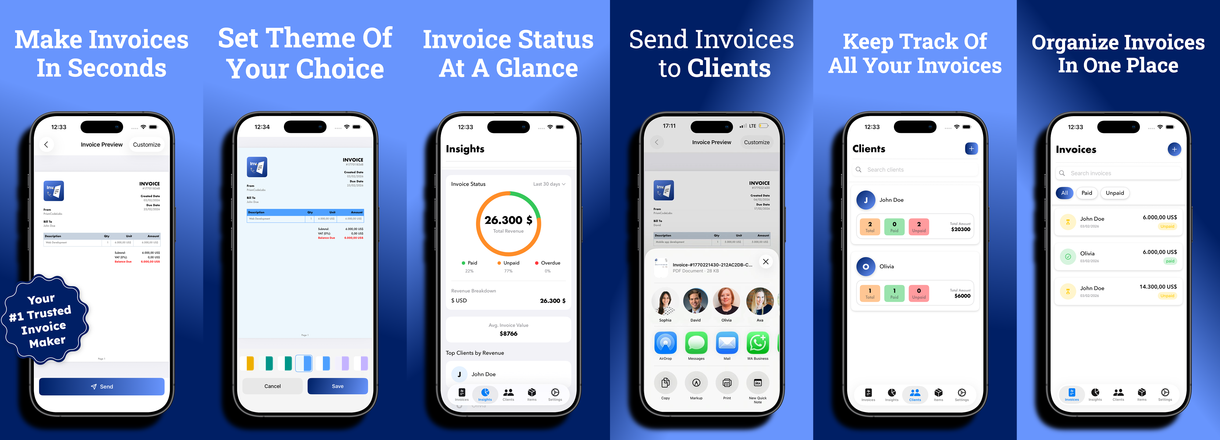 Just Invoice App Store presentation — first panel